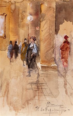 Pompeo Mariani (Monza 1857-Bordighera 1927)  - "Il sottopassaggio"