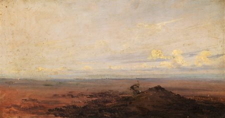 Scuola italiana seconda metà del XIX secolo - La pianura nei pressi della costa