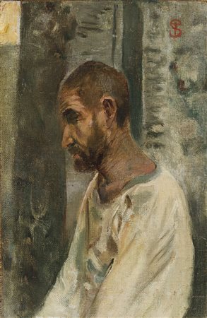 Telemaco Signorini (Firenze 1835-1901)  - Uomo con camicia bianca