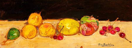 Giovanni Bartolena (Livorno 1866-1942)  - Natura morta con ciliege ed aranci