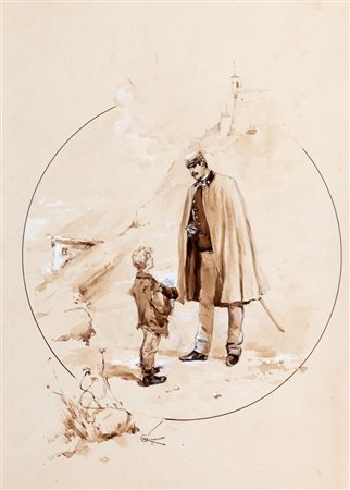 Gino de Bini (Firenze 1856-1918)  - Studio per un'illustrazione