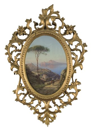 Scuola napoletana del XIX secolo - Coppia di vedute di Capri e Sorrento