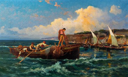 Pietro Barucci (Roma 1845-1917)  - Il ritorno dalla pesca