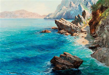 Guido Odierna (Capri 1913-Capri 1991)  - Marina con scogli