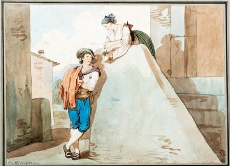 Bartolomeo Pinelli (Roma 1781-1835)  - Corteggiamento, 1818