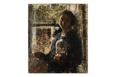 Antonio Mancini (Roma 1852-1930)  - Contro luce