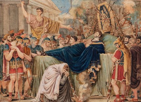 Scuola romana, prima metà del secolo XIX - Morte di Cesare e Orazione di Antonio