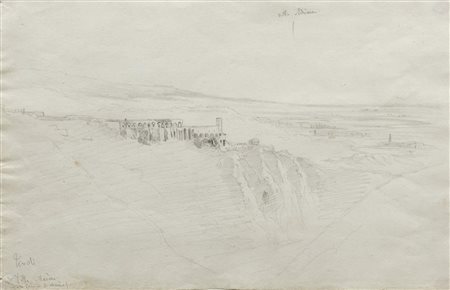 Pierre Thuillier (Amiens 1799-Parigi 1858)  - Tivoli, veduta delle cascatelle con la Villa di Mecenate