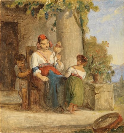 Ernst Meyer (Altona 1797-Roma 1861)  - Scena di genere in Italia