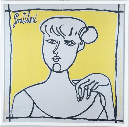 FRANCO GENTILINI (Faenza 1909 – Roma 1981) “Ritratto di donna”. Serigrafia su...