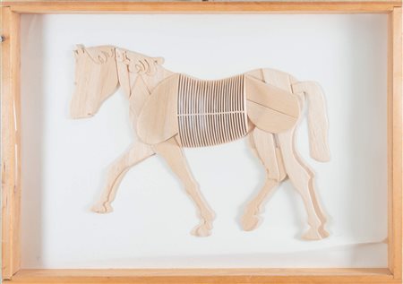 MARIO CEROLI (Castel Frendano 1938) “Cavallo”. Scultura multiplo in balsa...