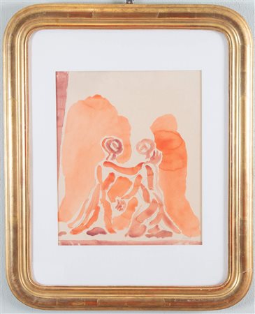 VIRGILIO GUIDI (Roma 1891 – Venezia 1984) “Incontro”. Acquerello su carta...