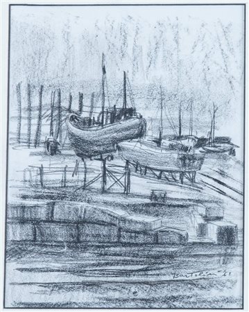 LUIGI BARTOLINI (Cupramontana1892 – Roma 1963) “Porto”, 1961. Grafite su...