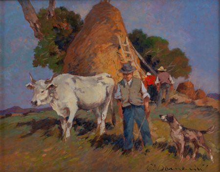 CARLO DOMENICI (Livorno 1897 – Portoferraio 1981) “Meriggio”. Olio su tavola....