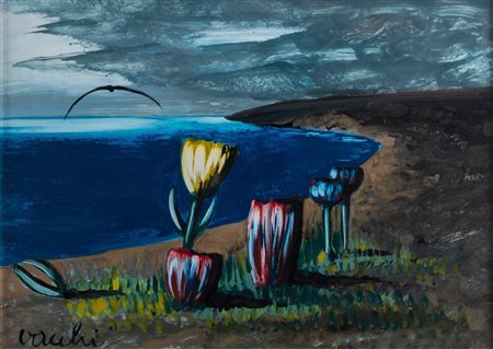 SERGIO VACCHI (Castenaso 1925 – Siena 2016) “Paesaggio di Croco”, 1971. Olio...