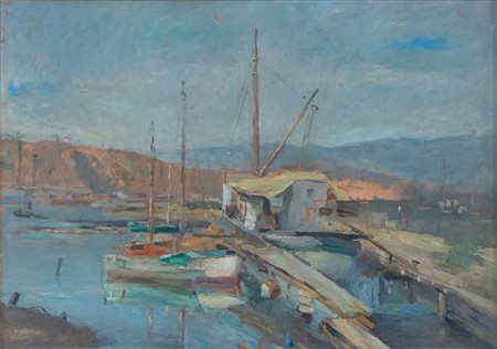 NORMA MASCELLANI (Bologna 1909 – 2009) “Marina”, anni ‘50. Olio su tavola. Cm...