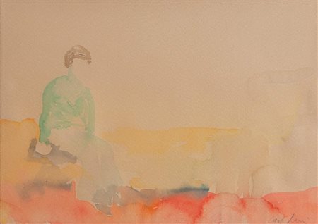 CARLO LEONI (Bologna 1925 – Vergato 1982) “Figura”. Acquerello su carta. Cm...