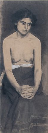 CARLO CORSI (Nizza 1879 – Bologna 1966) “Fanciulla”, 1900-1905. Tecnica mista...