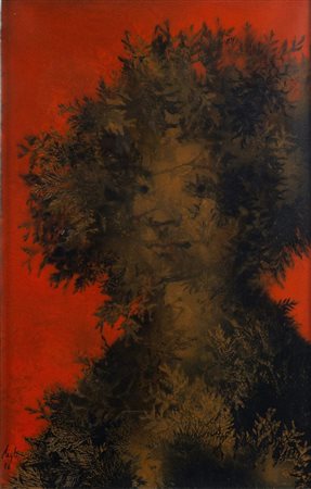 CORRADO CAGLI (Ancora 1910 – Roma 1976) “Ninfa boschiva”, 1956. Olio su tela....