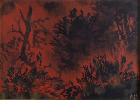 CORRADO CAGLI (Ancora 1910 – Roma 1976) “Senza titolo”. Olio su tela. Cm...