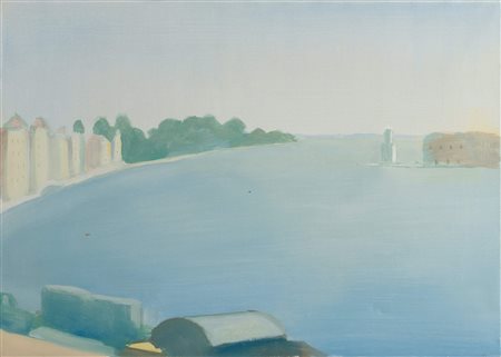 VIRGILIO GUIDI (Roma 1891 – Venezia 1984) “Marina”, anni ‘50. Olio su tela....