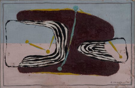 ENRICO PRAMPOLINI (Modena 1894 – Roma 1956) “Senza titolo”. Olio su cartone....