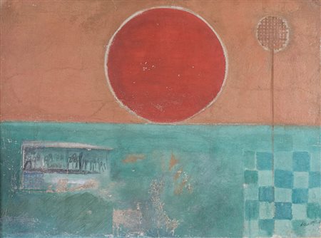 BRUNO SAETTI (Bologna 1902- Bologna 1984). “Paesaggio col sole”, 1970....