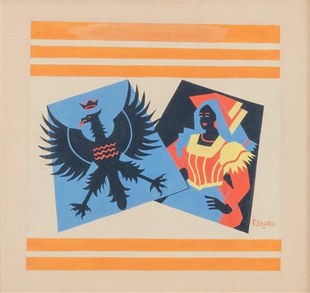 FORTUNATO DEPERO (Fondo 1892 – Rovereto 1960) “Aquila nera”, 1938. Tempera su...