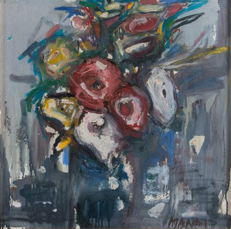 PIERO MANAI (Bologna 1951 – 1988) “Natura morta”, anni ‘80. Olio su tela. Cm...