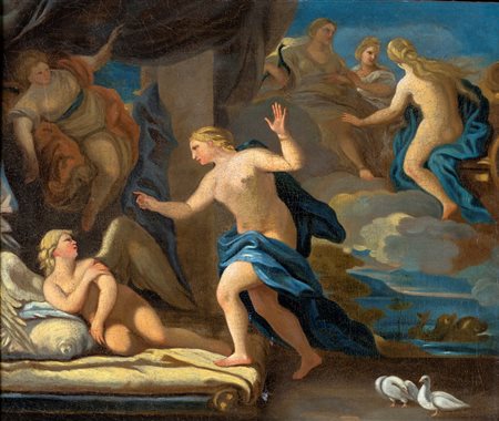 Scuola napoletana del XVII secolo - Venere e Amore - olio su tela - cm 56x69