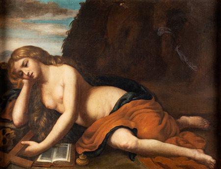 Pittore del XVII secolo - Maddalena penitente - olio su teka -