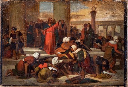 Scuola Francese fine XVIII/inizio XIX secolo - La cacciata dei mercanti dal...