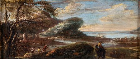 Francesco Graziani detto Ciccio Napoletano - Marina con pescatori - olio su...