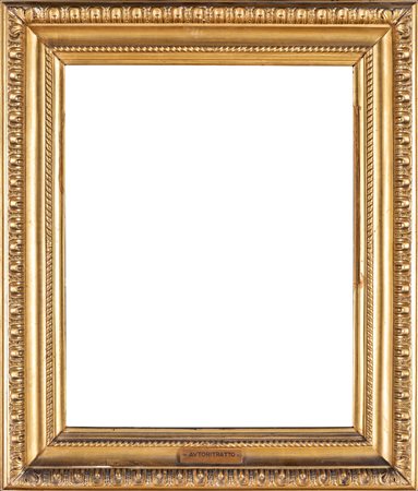 Cornice in legno dorato - a due ordini di intaglio. XIX secolo. - cm 84x72...