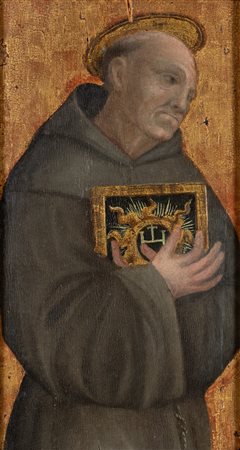 Scuola Senese - San Bernardino - tempera su tavola fondo oro - cm 82x58