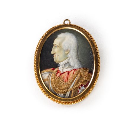 Domenico Di Costanzo - Ritratto di Ferdinando IV di Borbone - miniatura ovale...
