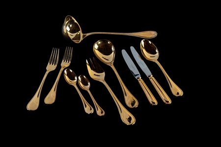 Servizio di posate placcate in vermeil, Franzosisch Perl 150, Robbe &...