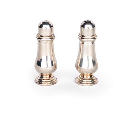 Set sale e pepe Sambonet - in ottone placcato argento - altezza cm 5,5