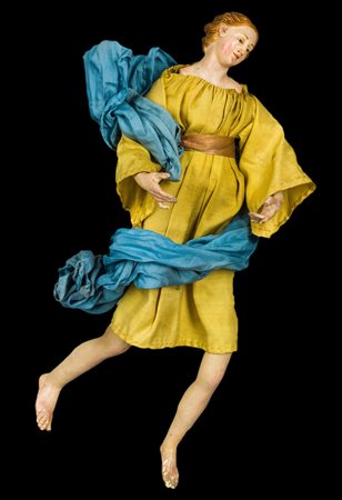 Angelo vestito - tunica gialla, fascia beige, ampio svolazzo azzurro -...