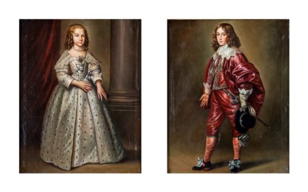 Pittore del XIX secolo - a) Ritratto di giovinetta b) Ritratto di giovane...