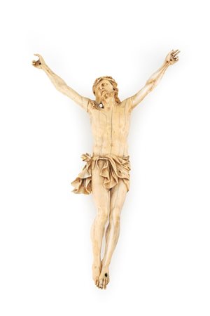 Cristo crocifisso in avorio, XVIII secolo - col capo rivolto verso la spalla...