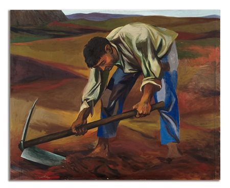 Renato Guttuso "Contadino calabrese" 1950
olio su tela
cm 92,5x114,5
Firmato in