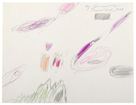 Cy Twombly "Senza titolo" 1960
matita e pastelli a cera su carta
cm 27,3x35,6
Fi