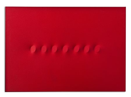 Turi Simeti "7 ovali rossi" 2006
acrilico su tela sagomata
cm 70x100
Firmato e d
