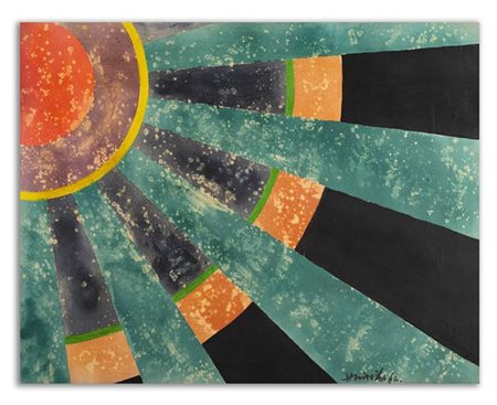 Chin Hsiao "Sole N.7" 1964
acrilico su tela
cm 73x93
Firmato e datato 64 in bass