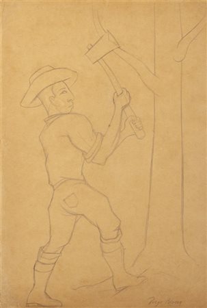 Diego Rivera "Talador de Arboles" 1930-40 circa
matita su carta
cm 35,5x24
Firma