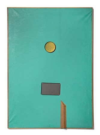 Sergio Dangelo "Senza titolo" 
olio e collage su tela
cm 100x70