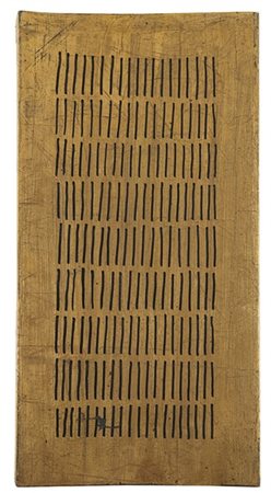 Arturo Vermi "Diario" 1969
tecnica mista e foglia oro su tavola
cm 45x22,5x3,5