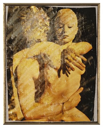 Mimmo Rotella "Fire" 1973effaçagecm 22,3x17,6Firmato e datato 73 in basso a d