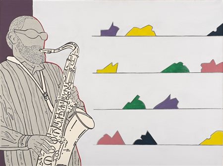 Renato Mambor "Coltivazioni musicali" 2000
acrilico su tela
cm 60x80
Firmato, ti